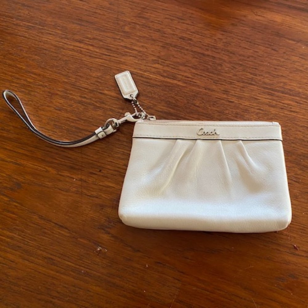 Cream Coach Wristlet